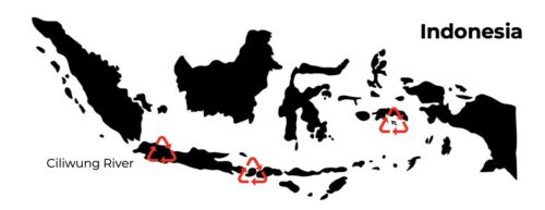 海洋塑料补偿计划在印度尼西亚的运营地点地图