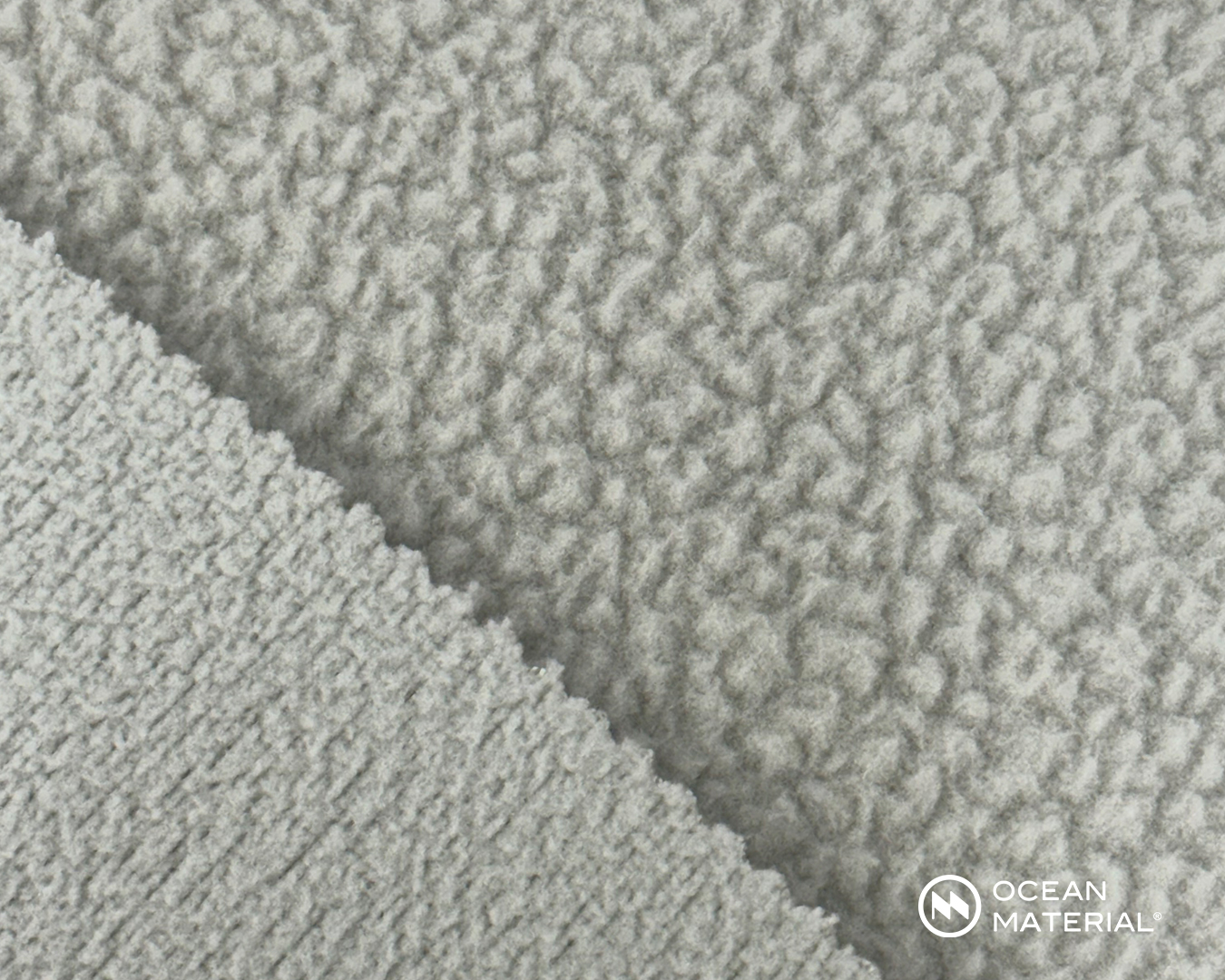 海洋再生聚酯面料 – Knit-3709A 由100% rPET 制成的拉绒针织布，柔软保暖，适合外套与时尚服饰 | Ocean Material®